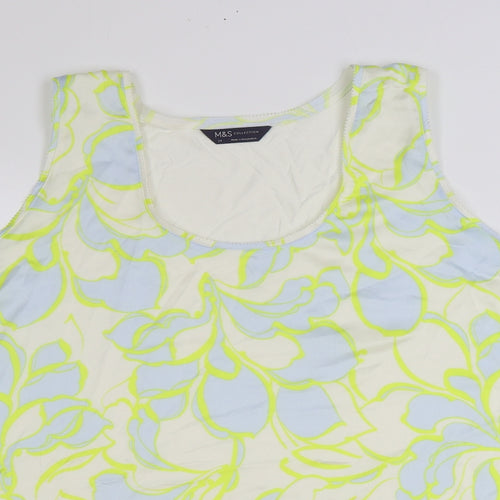 Marks and Spencer Womens Multicoloured Floral Polyester Basic Tank Size 24 Scoop Neck