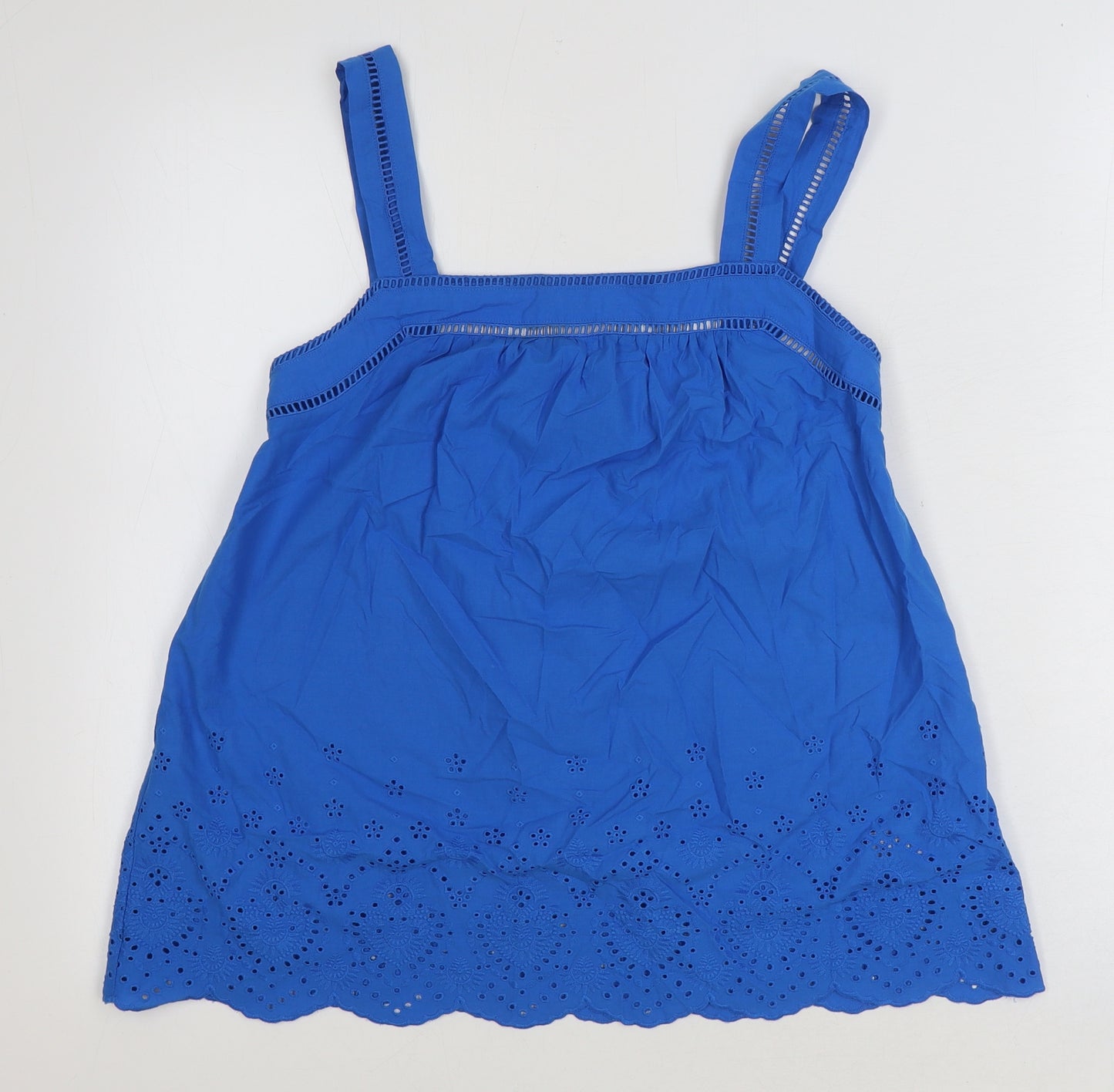 Marks and Spencer Womens Blue 100% Cotton Basic Tank Size 6 Square Neck