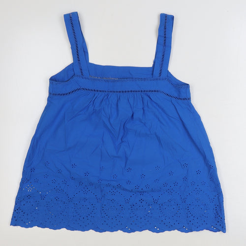 Marks and Spencer Womens Blue 100% Cotton Basic Tank Size 6 Square Neck