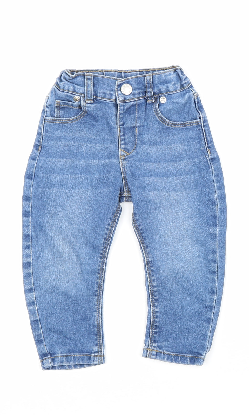 Primark Boys Blue Cotton Capri Jeans Size 9-12 Months Button - Skinny jeans