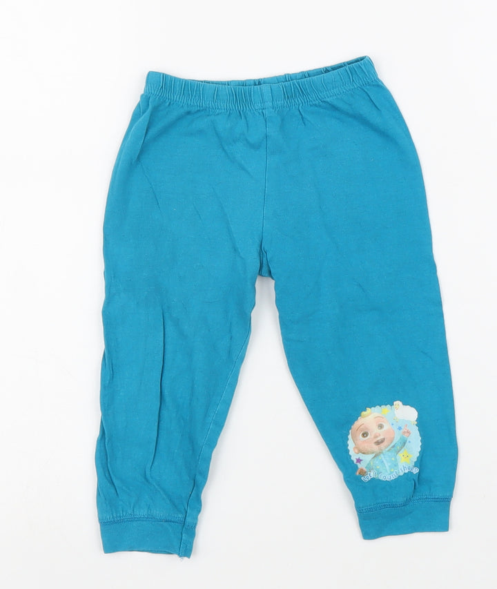 Cocomelon Boys Blue 100% Cotton Jogger Trousers Size 18 Months
