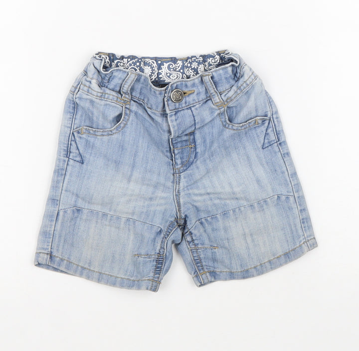 NEXT Boys Blue Cotton Cropped Trousers Size 9-12 Months Button