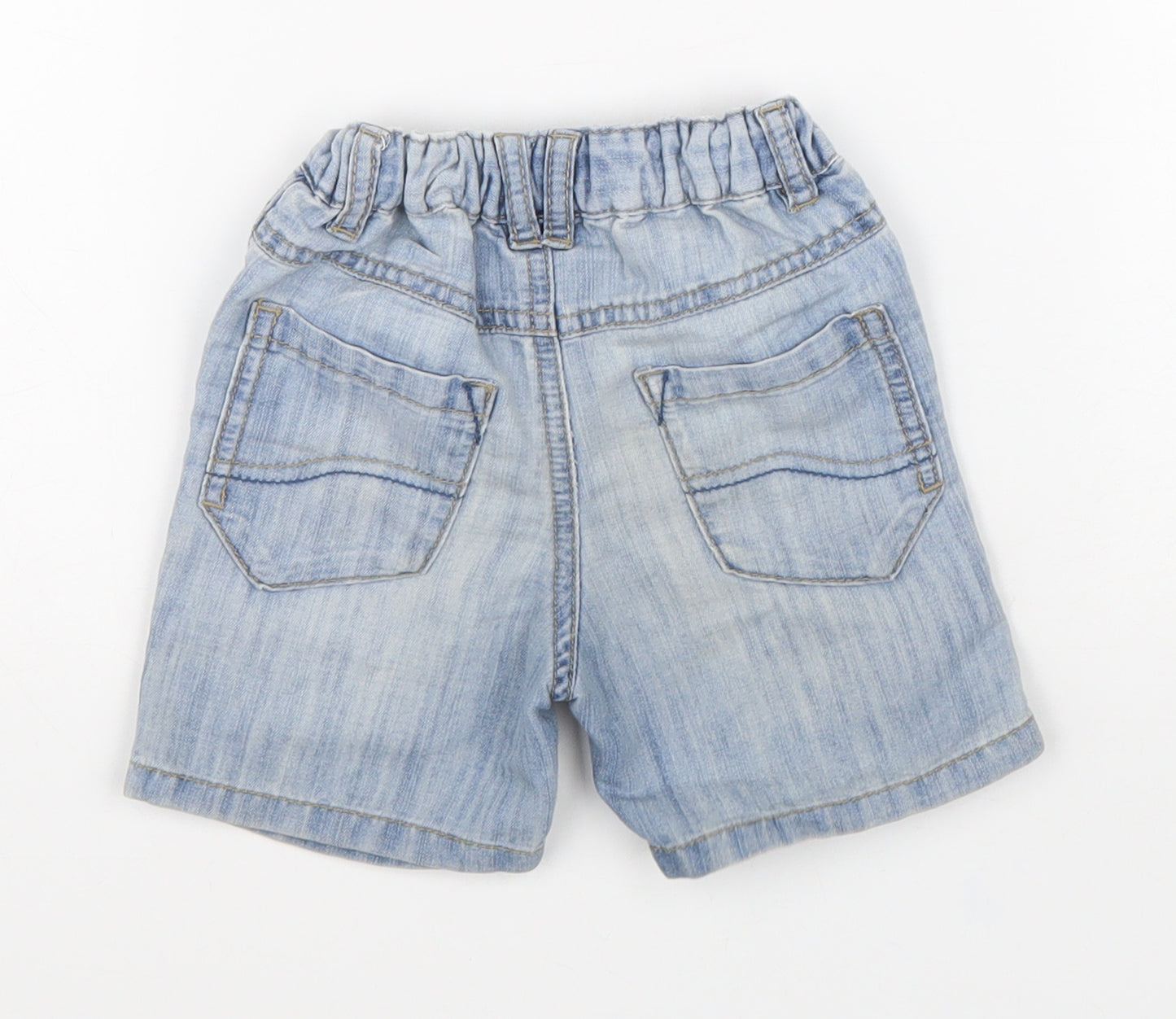 NEXT Boys Blue Cotton Cropped Trousers Size 9-12 Months Button