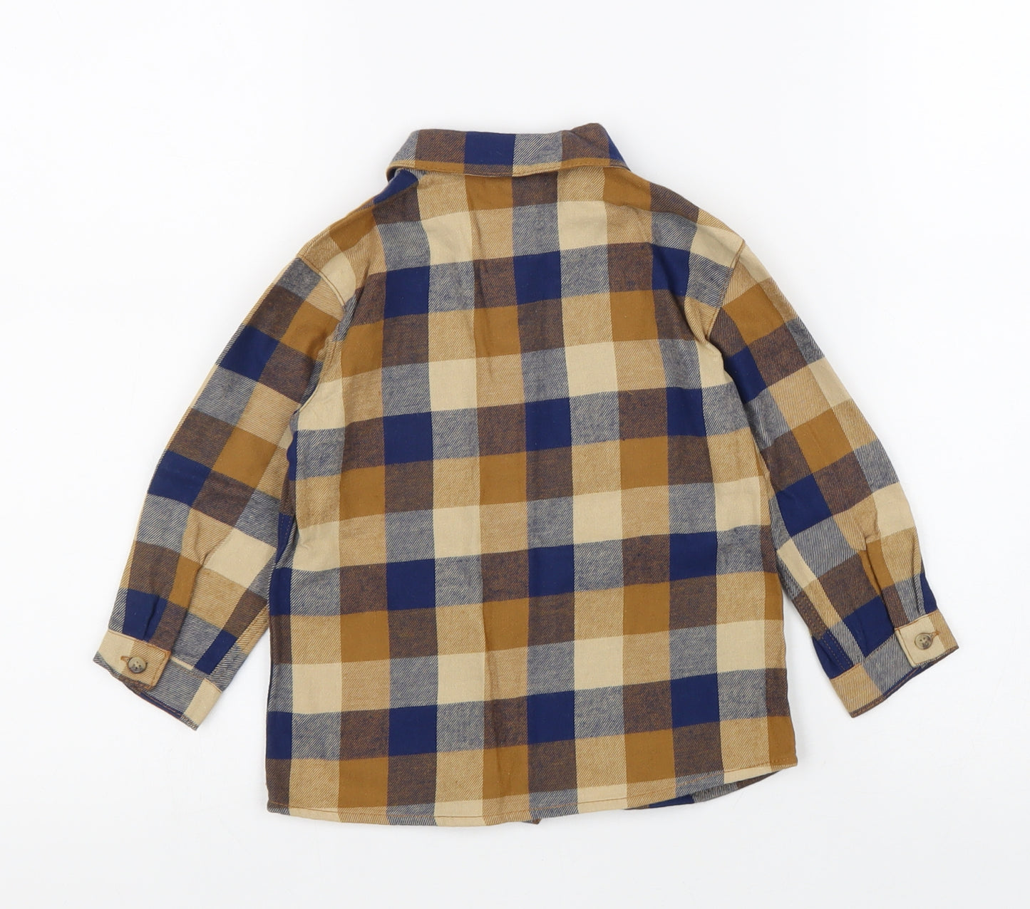 H&M Boys Multicoloured Geometric 100% Cotton Basic Button-Up Size 12-18 Months Round Neck Button