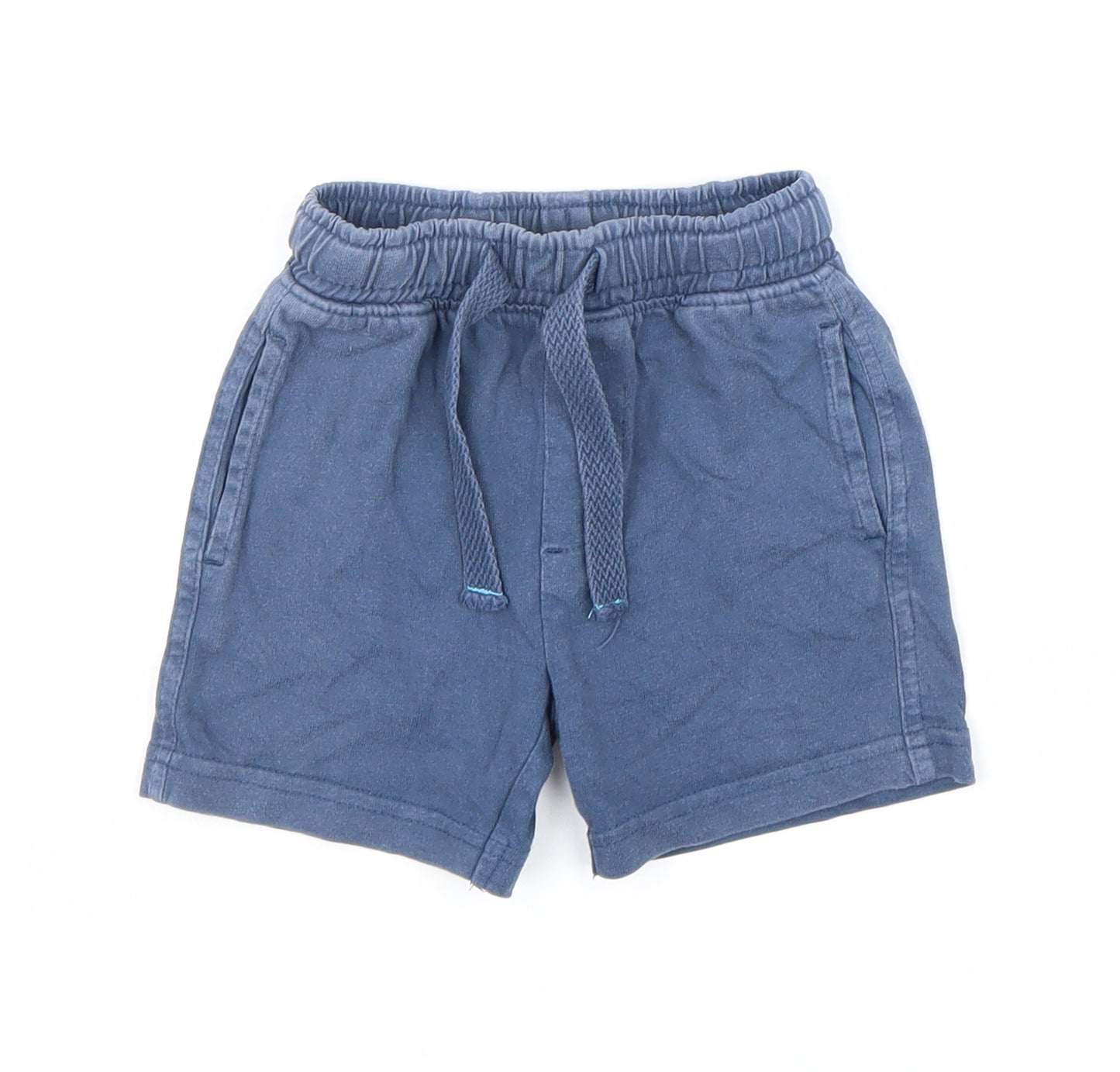 Mothercare Boys Blue 100% Cotton Cropped Trousers Size 12-18 Months Drawstring