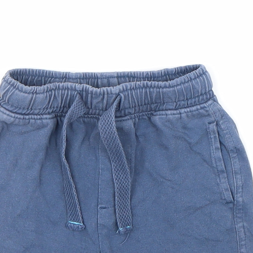 Mothercare Boys Blue 100% Cotton Cropped Trousers Size 12-18 Months Drawstring