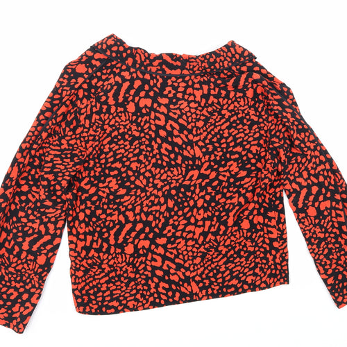 Topshop Womens Red Animal Print 100% Viscose Jacket Suit Jacket Size 10