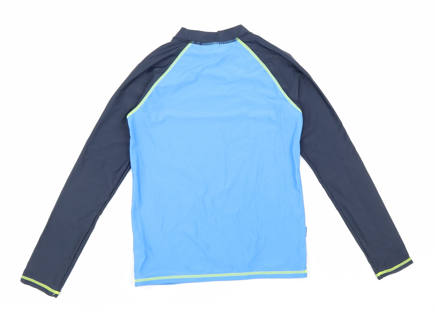 Fat Face Boys Multicoloured Nylon Basic T-Shirt Size 10-11 Years Mock Neck Pullover - Shark swim top