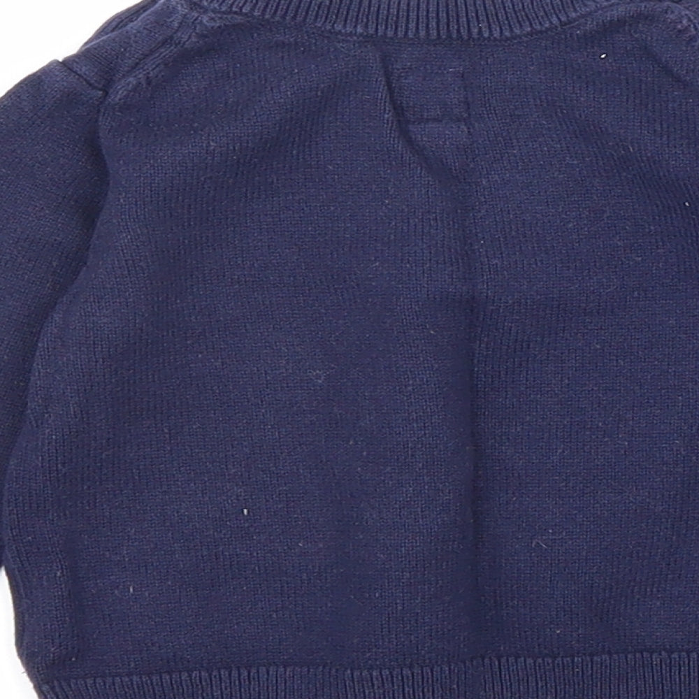 Gap Boys Blue 100% Cotton Pullover Jumper Size 6-9 Months Button - Christmas Jumper