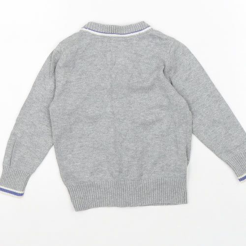TU Boys Grey 100% Cotton Cardigan Jumper Size 9-12 Months Button
