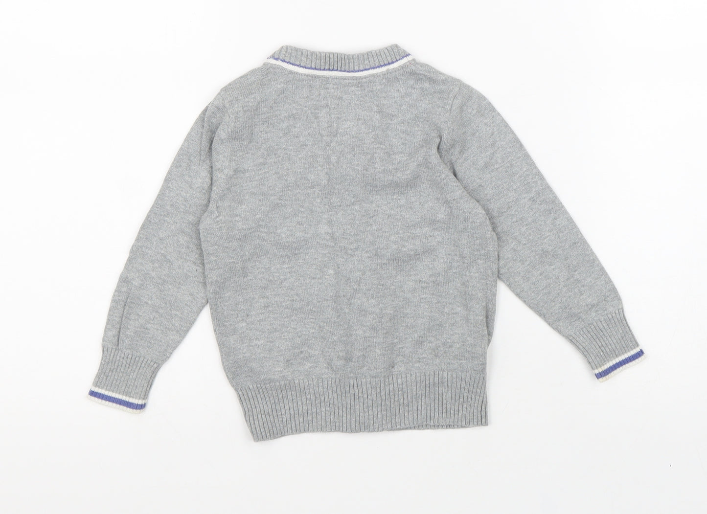 TU Boys Grey 100% Cotton Cardigan Jumper Size 9-12 Months Button