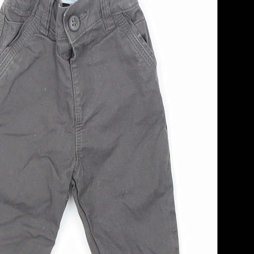Primark Boys Grey Cotton Capri Trousers Size 9-12 Months Button