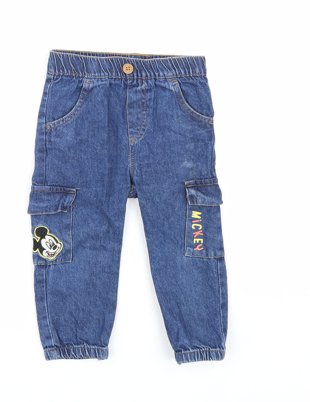 George Baby Blue 100% Cotton Cargo Jeans Size 18-24 Months Button
