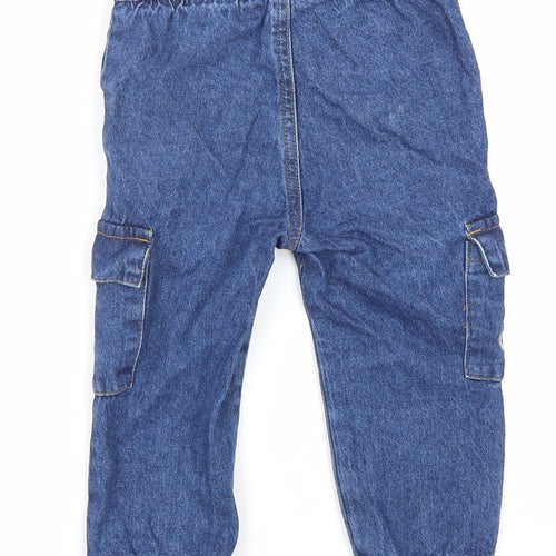 George Baby Blue 100% Cotton Cargo Jeans Size 18-24 Months Button