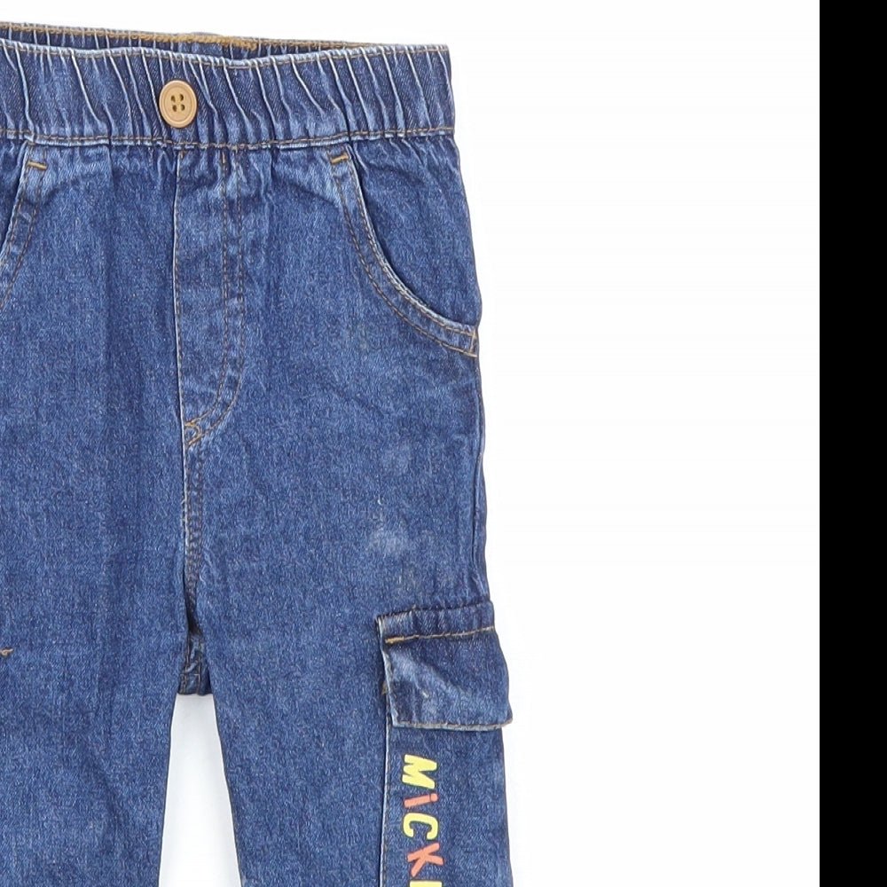 George Baby Blue 100% Cotton Cargo Jeans Size 18-24 Months Button