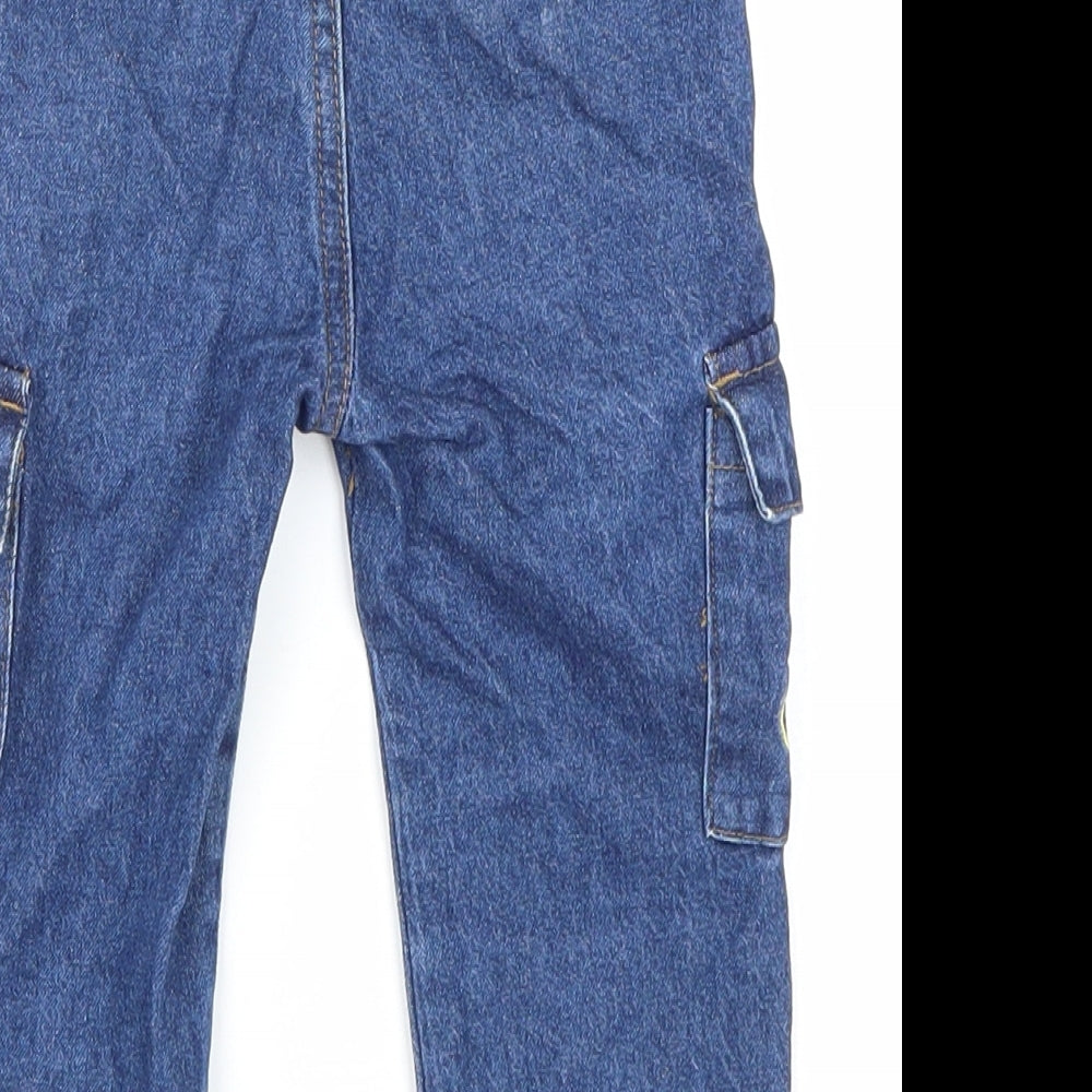 George Baby Blue 100% Cotton Cargo Jeans Size 18-24 Months Button