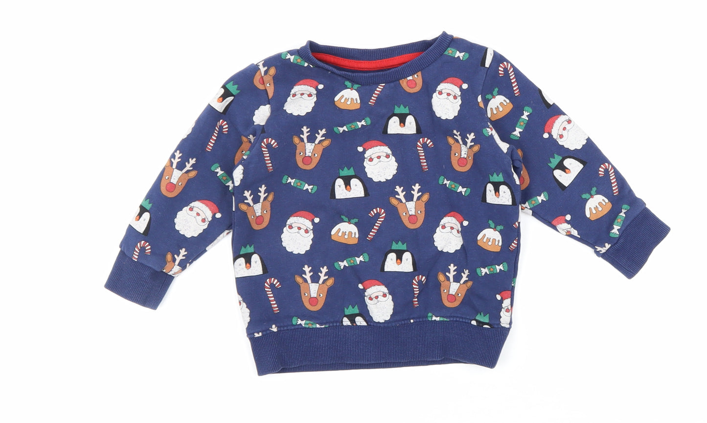 NEXT Baby Multicoloured Geometric 100% Cotton Pullover Jumper Size 12-18 Months Pullover - Christmas Jumper