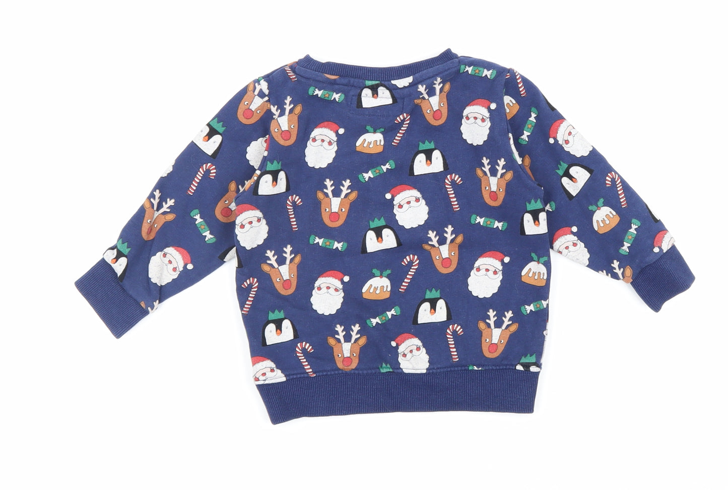 NEXT Baby Multicoloured Geometric 100% Cotton Pullover Jumper Size 12-18 Months Pullover - Christmas Jumper