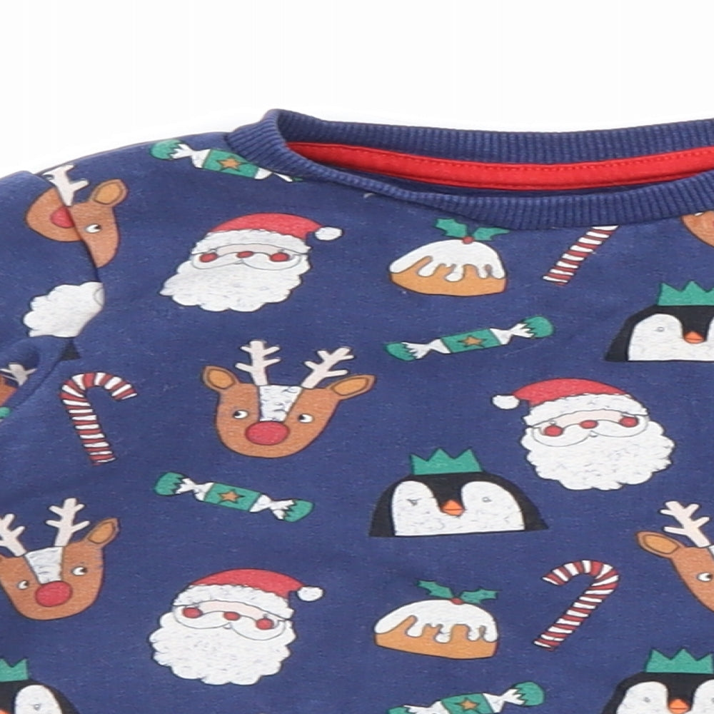 NEXT Baby Multicoloured Geometric 100% Cotton Pullover Jumper Size 12-18 Months Pullover - Christmas Jumper