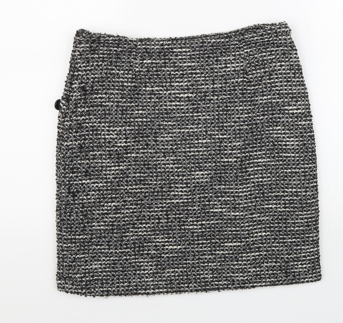 Wallis Womens Black Geometric Polycarbamide A-Line Skirt Size 10 Zip