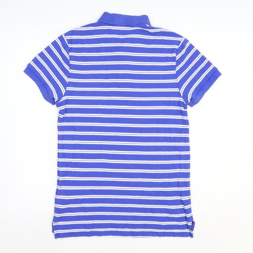 Nike Mens Blue Striped 100% Cotton Polo Size S Collared Button