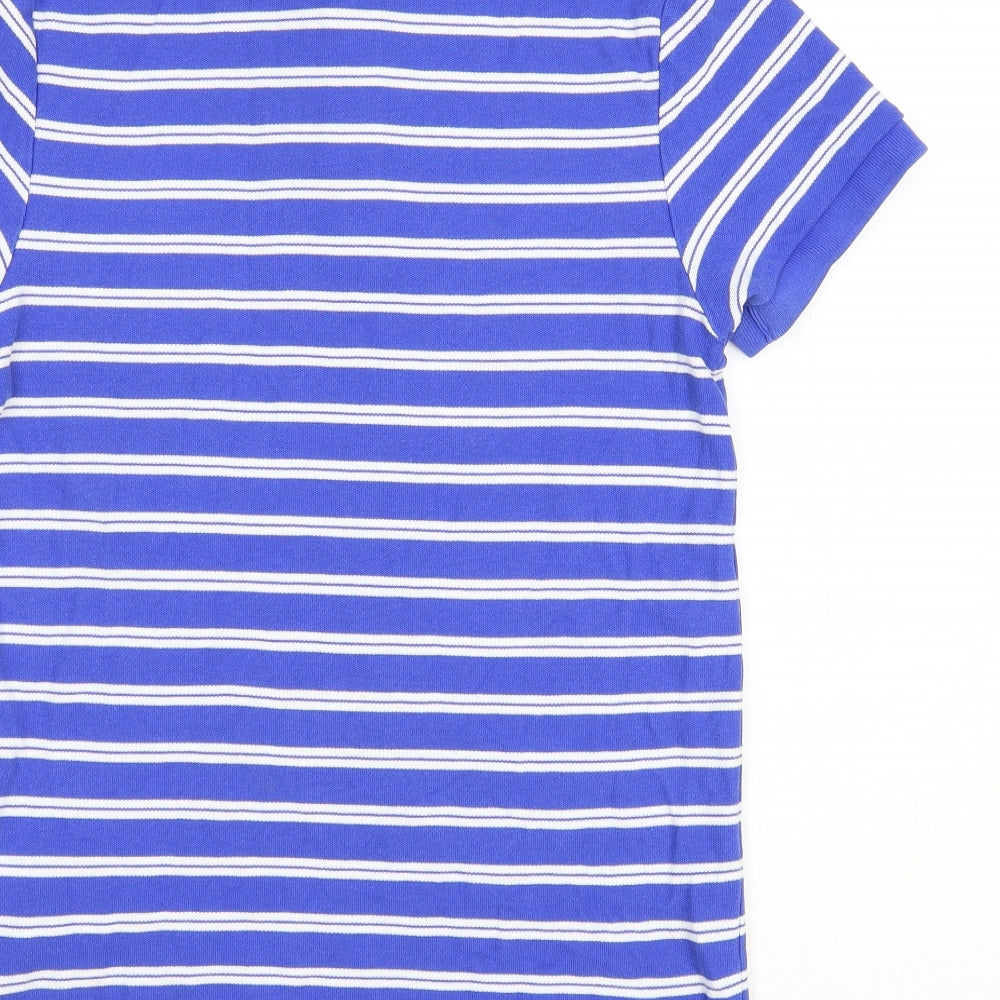 Nike Mens Blue Striped 100% Cotton Polo Size S Collared Button