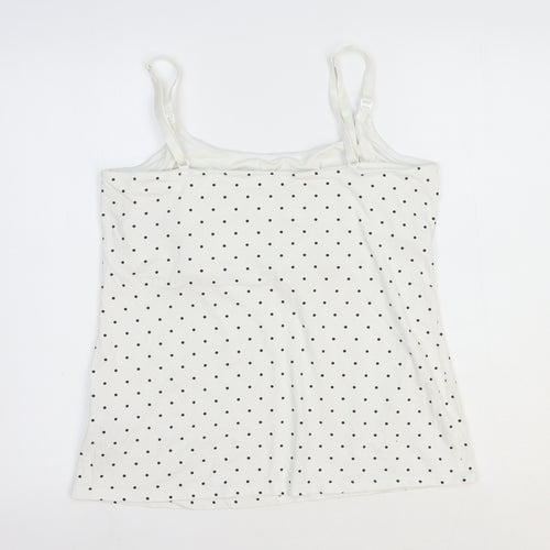 H&M Womens White Polka Dot Cotton Camisole Tank Size 14 Scoop Neck
