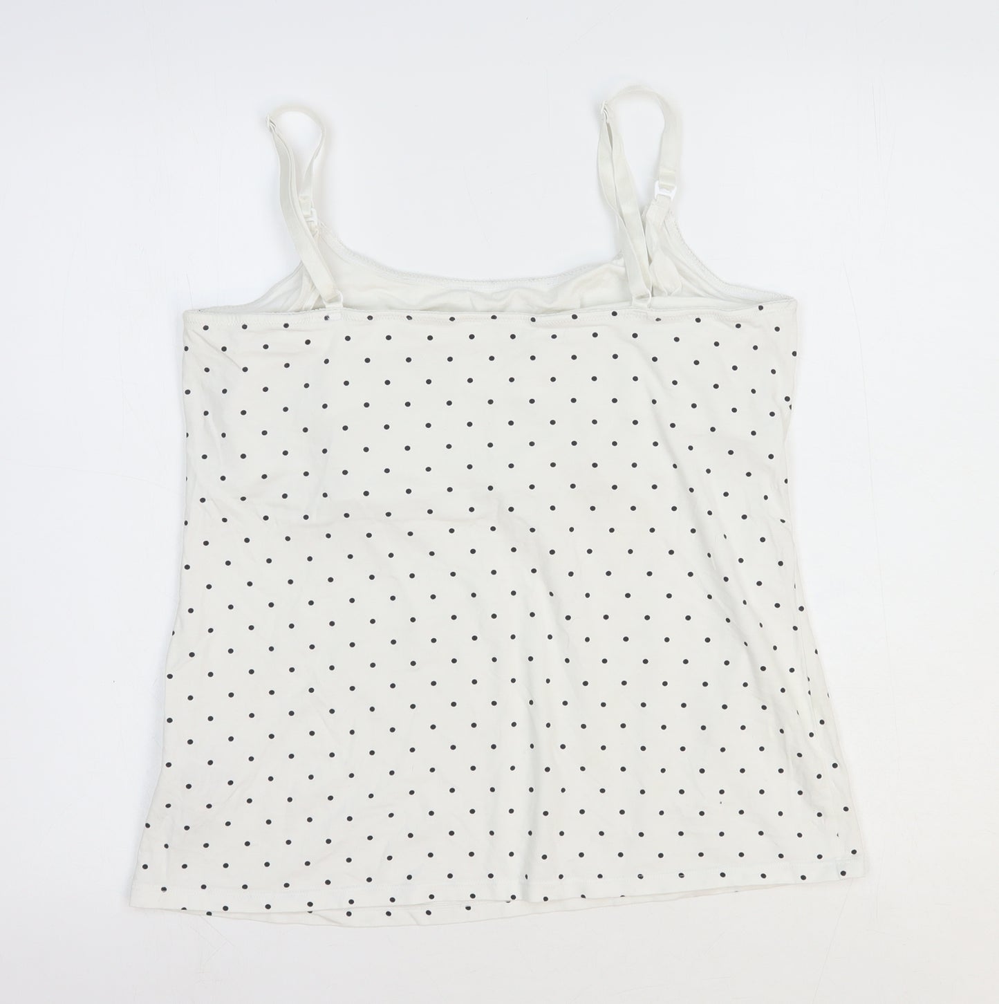 H&M Womens White Polka Dot Cotton Camisole Tank Size 14 Scoop Neck