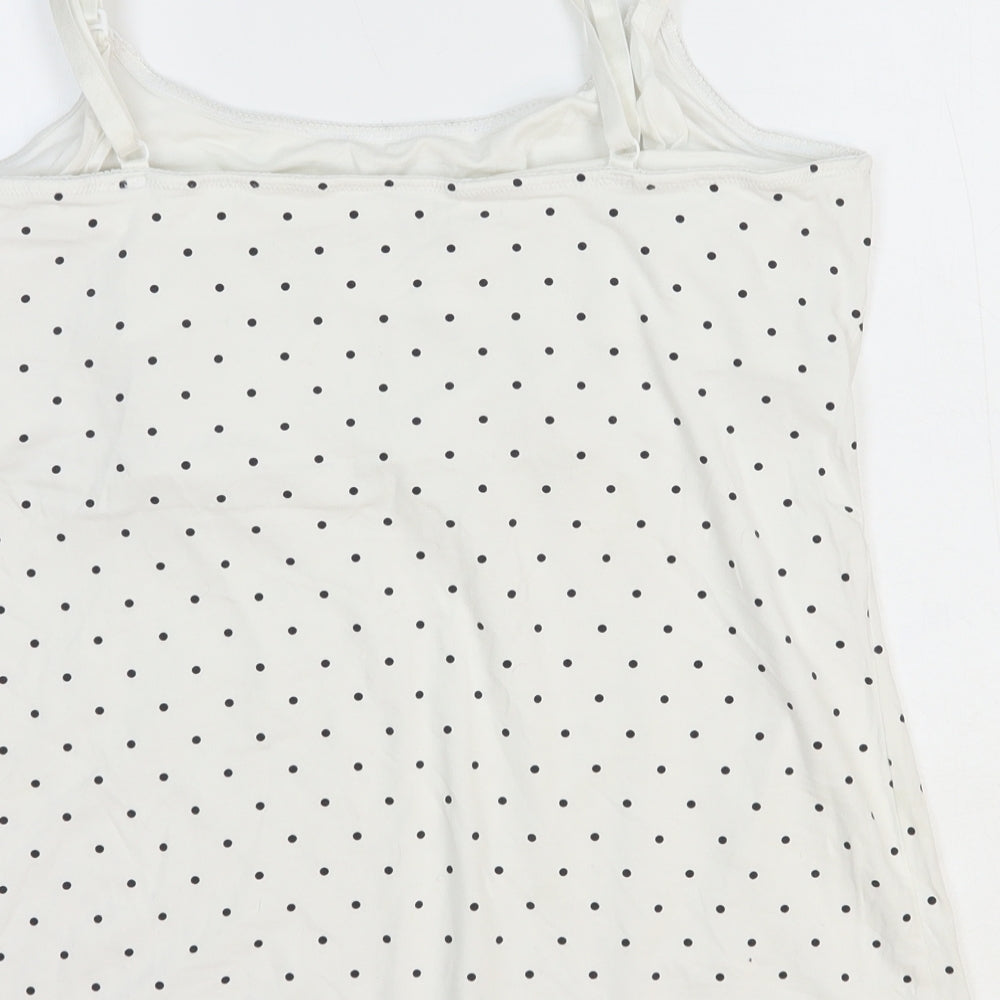 H&M Womens White Polka Dot Cotton Camisole Tank Size 14 Scoop Neck