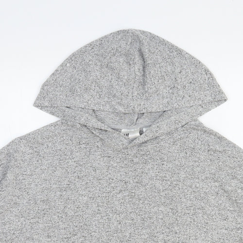 H&M Womens Grey Polyester Pullover Hoodie Size 12 Pullover