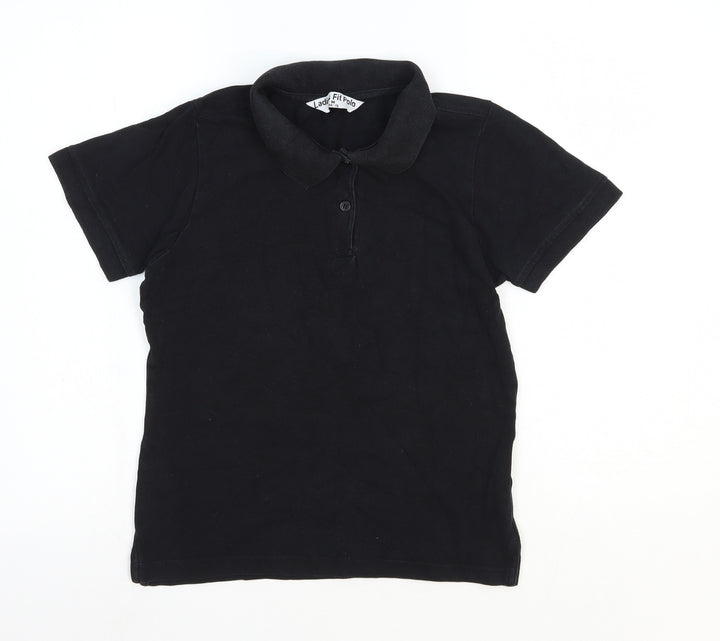 Preworn Womens Black Cotton Basic Polo Size M Collared