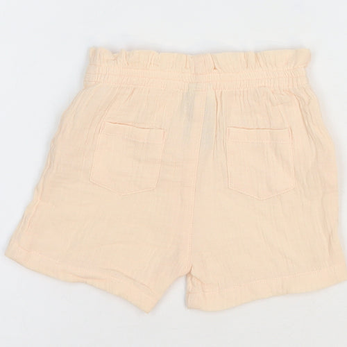 Marks and Spencer Girls Pink 100% Cotton Cropped Trousers Size 9-12 Months - Shorts