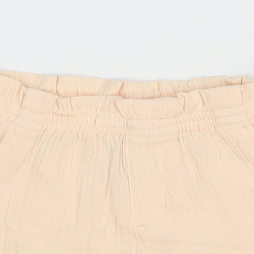 Marks and Spencer Girls Pink 100% Cotton Cropped Trousers Size 9-12 Months - Shorts