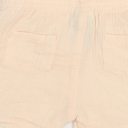 Marks and Spencer Girls Pink 100% Cotton Cropped Trousers Size 9-12 Months - Shorts