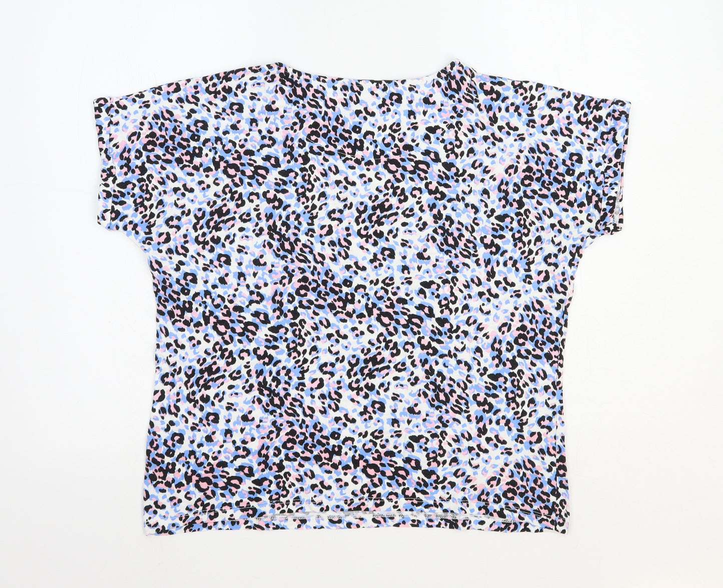 TU Womens Multicoloured Animal Print 100% Cotton Basic T-Shirt Size 12 Round Neck