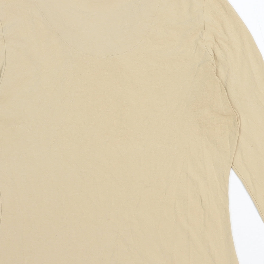 Preworn Womens Beige Polyester Basic T-Shirt Size 12 V-Neck