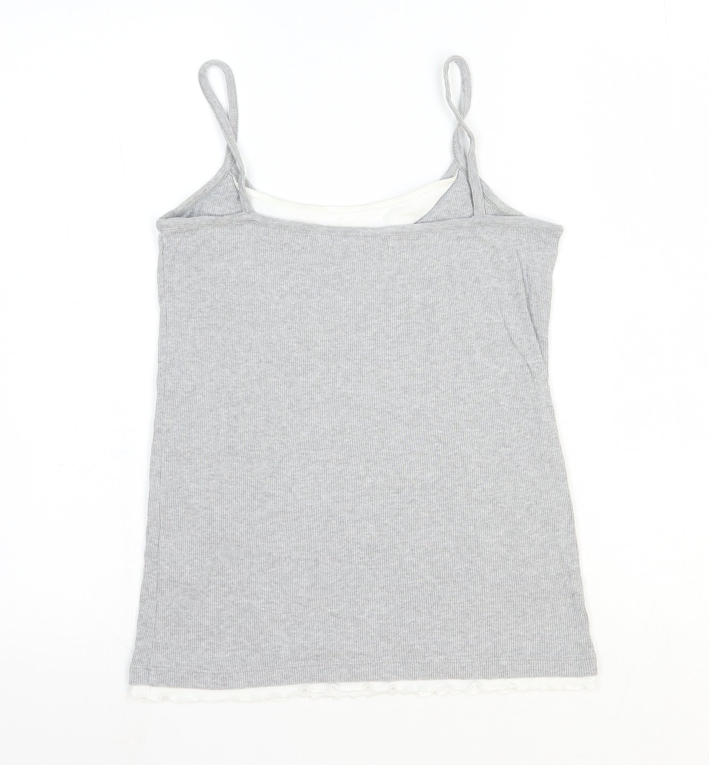 Marks and Spencer Womens Grey 100% Cotton Camisole Tank Size 12 Scoop Neck