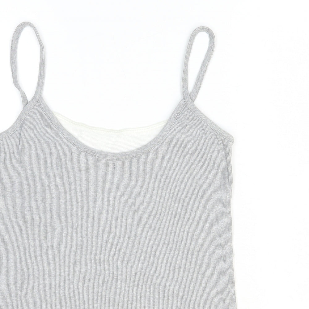 Marks and Spencer Womens Grey 100% Cotton Camisole Tank Size 12 Scoop Neck