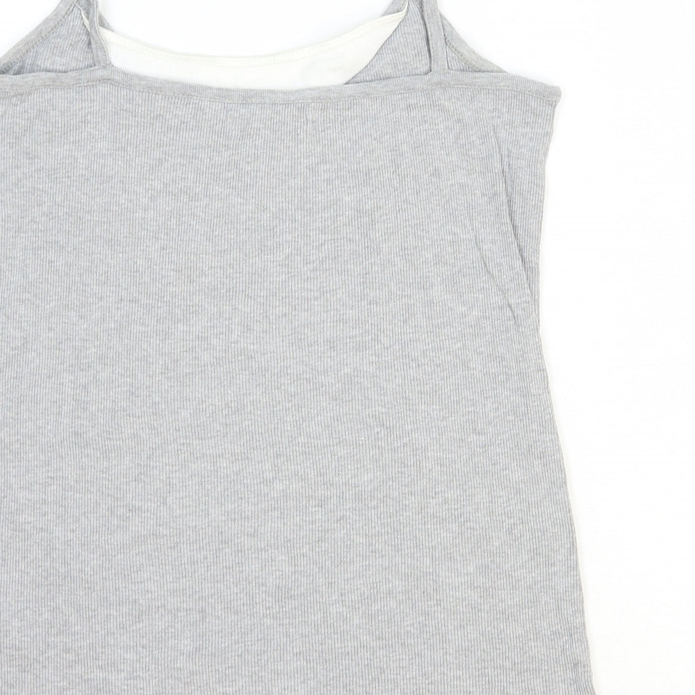 Marks and Spencer Womens Grey 100% Cotton Camisole Tank Size 12 Scoop Neck