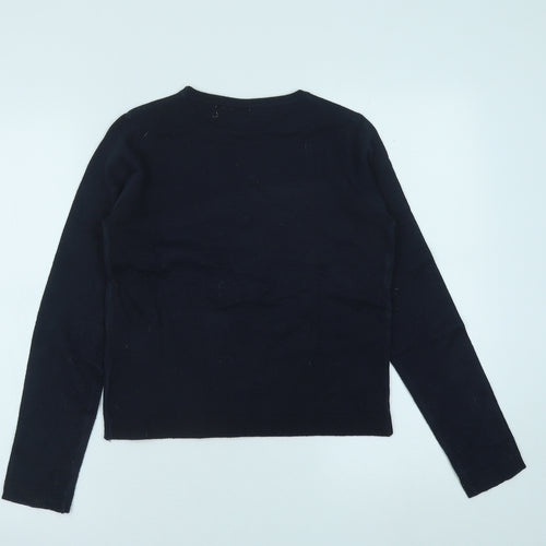 Pepperts! Girls Blue Round Neck Acrylic Pullover Jumper Size 10-11 Years Pullover - Christmas Rudolph