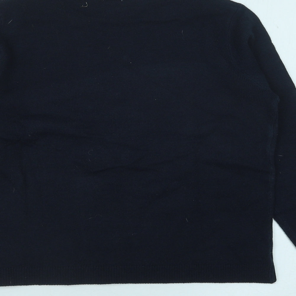 Pepperts! Girls Blue Round Neck Acrylic Pullover Jumper Size 10-11 Years Pullover - Christmas Rudolph