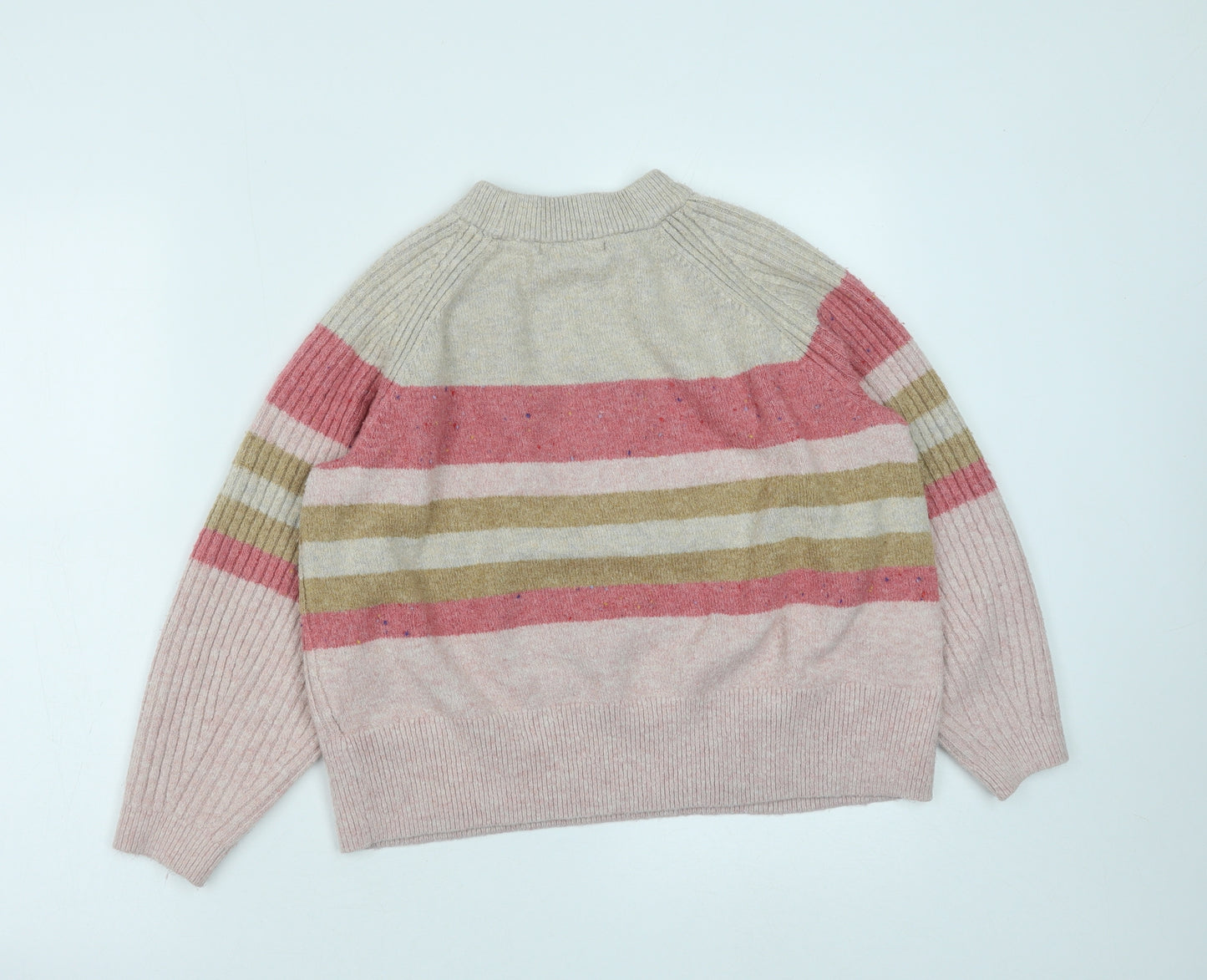 Marks and Spencer Womens Multicoloured Round Neck Striped Acrylic Pullover Jumper Size L