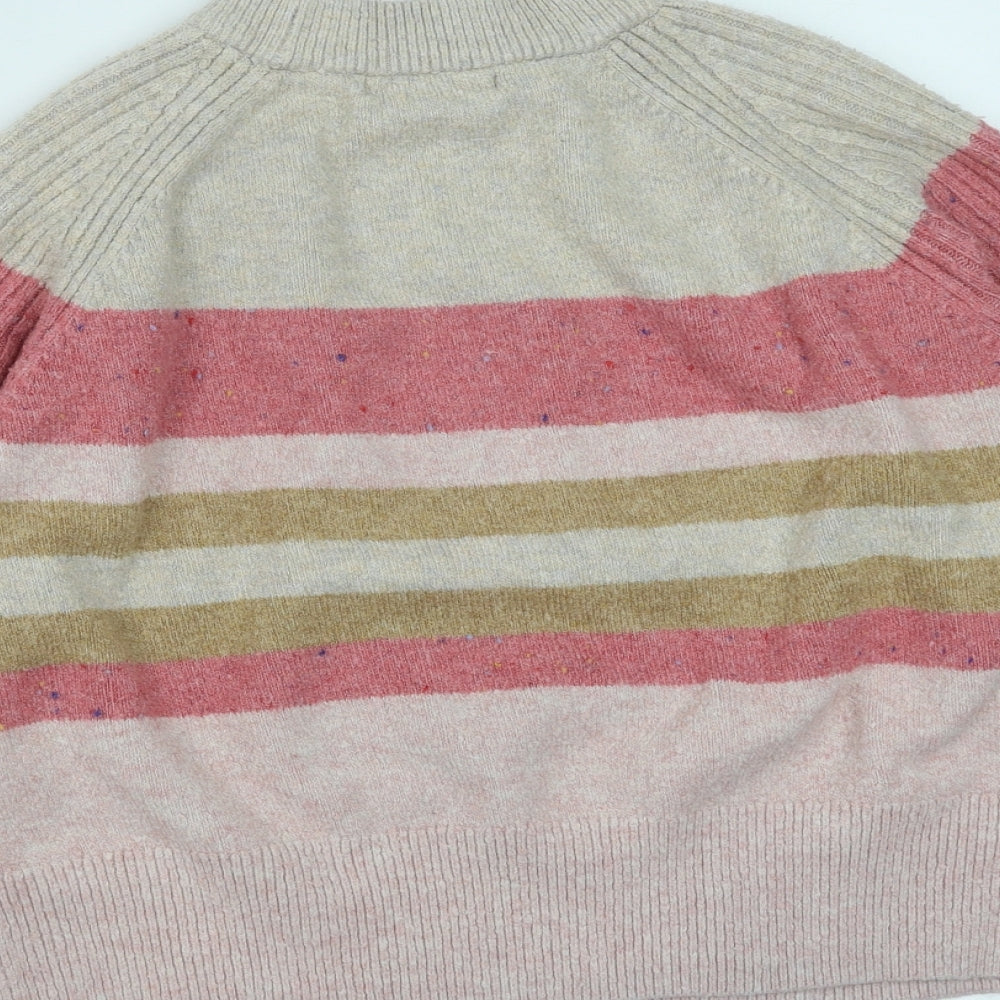 Marks and Spencer Womens Multicoloured Round Neck Striped Acrylic Pullover Jumper Size L