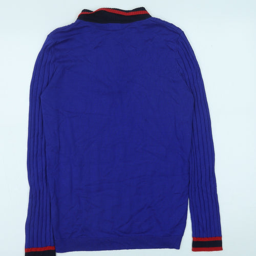 River Island Girls Blue Viscose Pullover Casual Size 11-12 Years V-Neck Zip