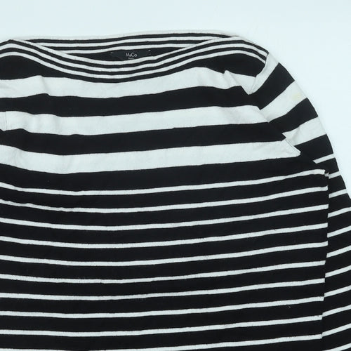 M&Co Womens Black Round Neck Striped Viscose Pullover Jumper Size 10