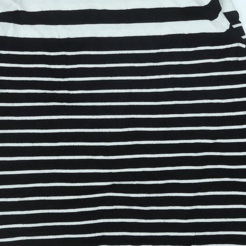 M&Co Womens Black Round Neck Striped Viscose Pullover Jumper Size 10