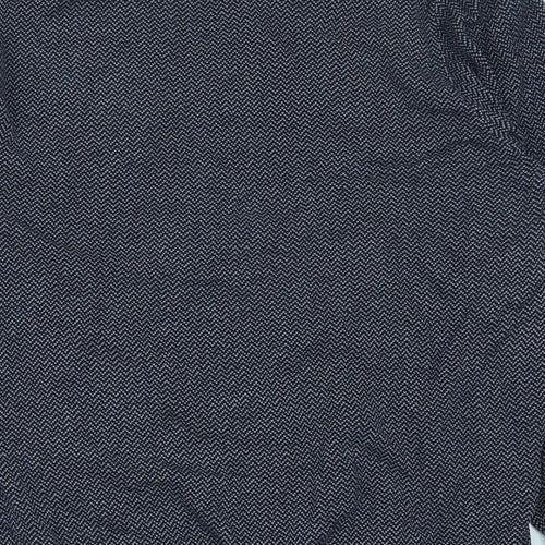 George Mens Blue Round Neck Geometric Cotton Pullover Jumper Size L