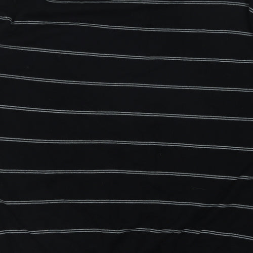 Avenue Mens Black V-Neck Striped Cotton Pullover Jumper Size XL