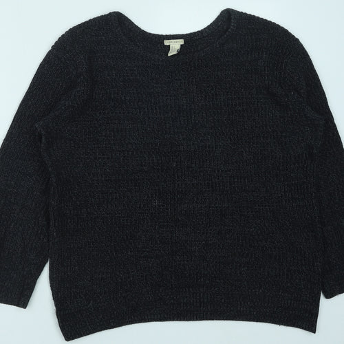 FOREVER 21 Womens Black Round Neck Polyester Pullover Jumper Size L