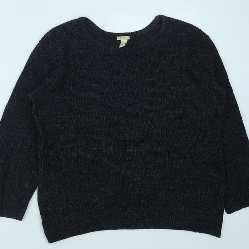 FOREVER 21 Womens Black Round Neck Polyester Pullover Jumper Size L